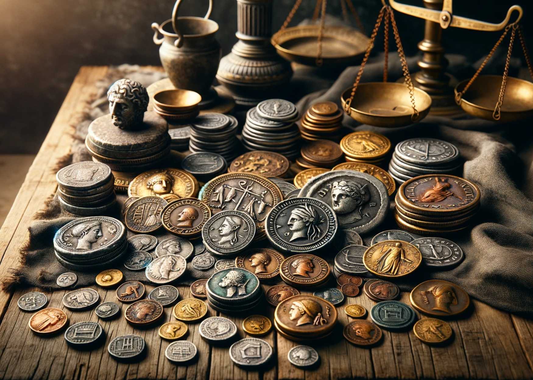 Image of a collection of ancient coins